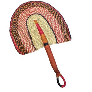 ÉVENTAIL TRESSÉ BOLGA AFRICAIN MURAL EN HERBIER MULTICOULEUR MODÈLE BOGATENGA GHANA #01