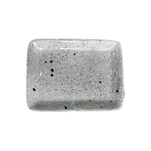 PLATEAU CARRÉ BLANC MOUCHETÉ NOIR EN CÉRAMIQUE