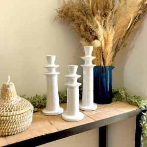 Bougeoir marocain blanc fait main (Lot de 3)