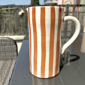 CRUCHE CARAFE PICHET BLANCHE RAYÉ MARRON