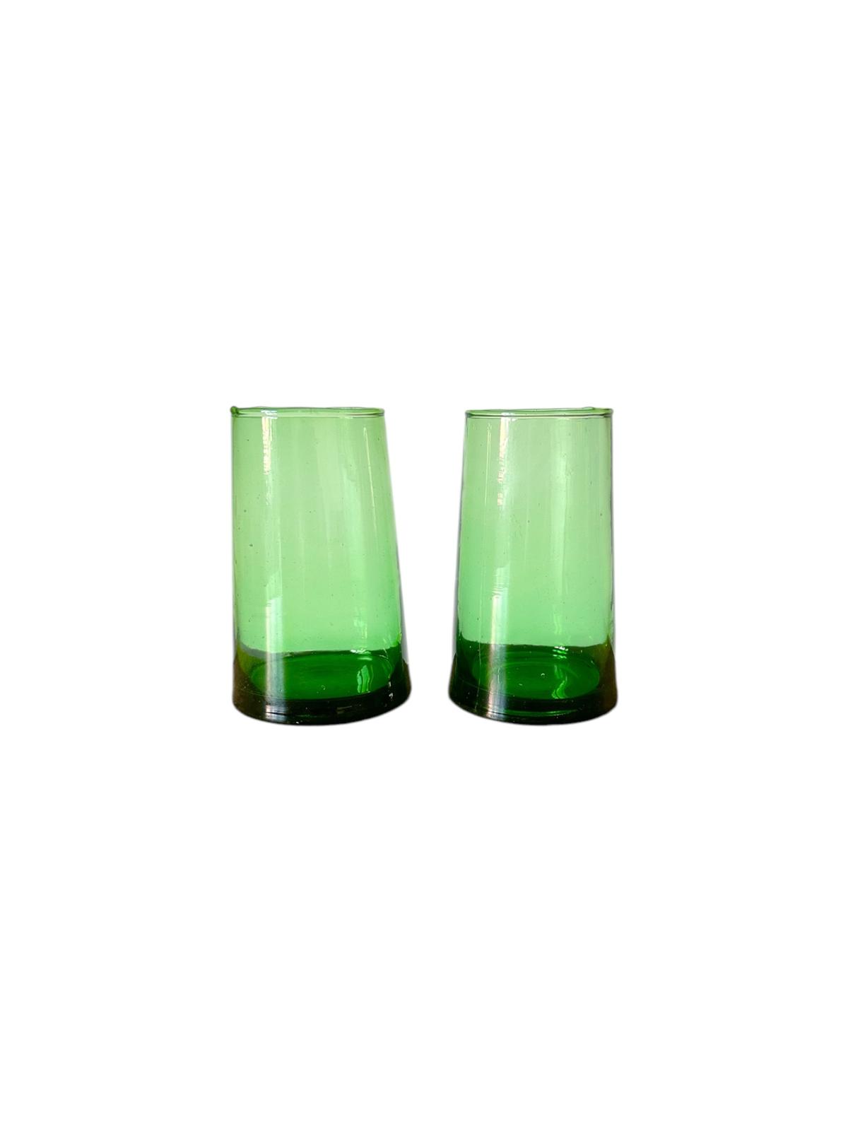 LOT DE 2 VERRES SOUFFLES VERTS MAROCAINS BELDI H12 MODÈLE SAFI – Image 3