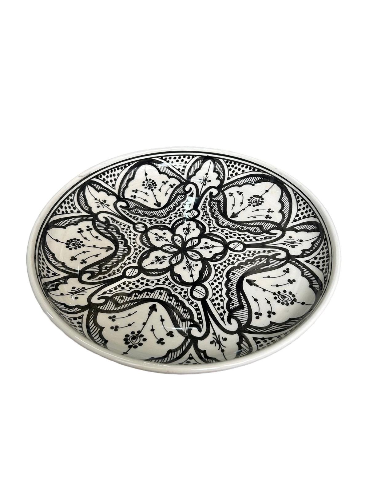 ASSIETTE MAROCAINE COUSCOUS - PLAT DE SERVICE À MOTIFS NOIR FAIT MAIN – Image 2