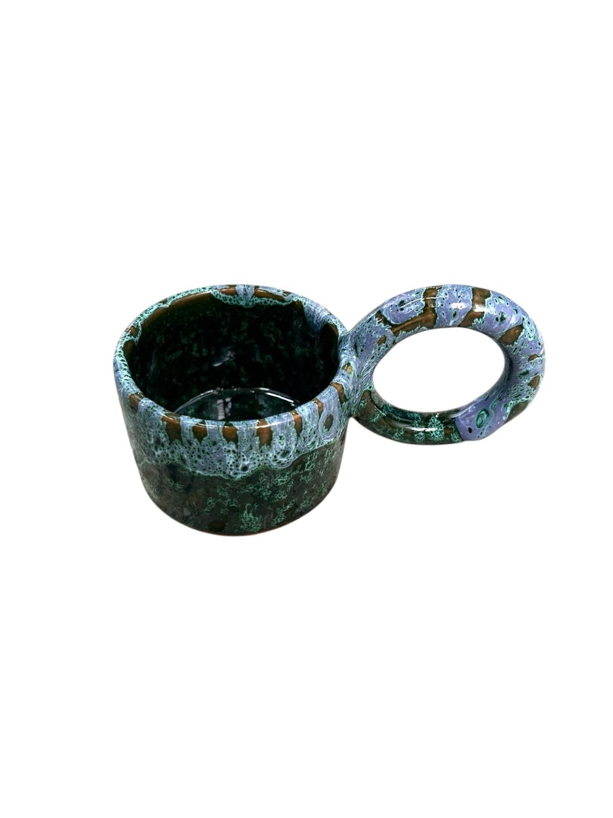 MUG TASSE VERT DÉGRADÉ BLEU H6 GRANDE ANSE FAIT MAIN – Image 2