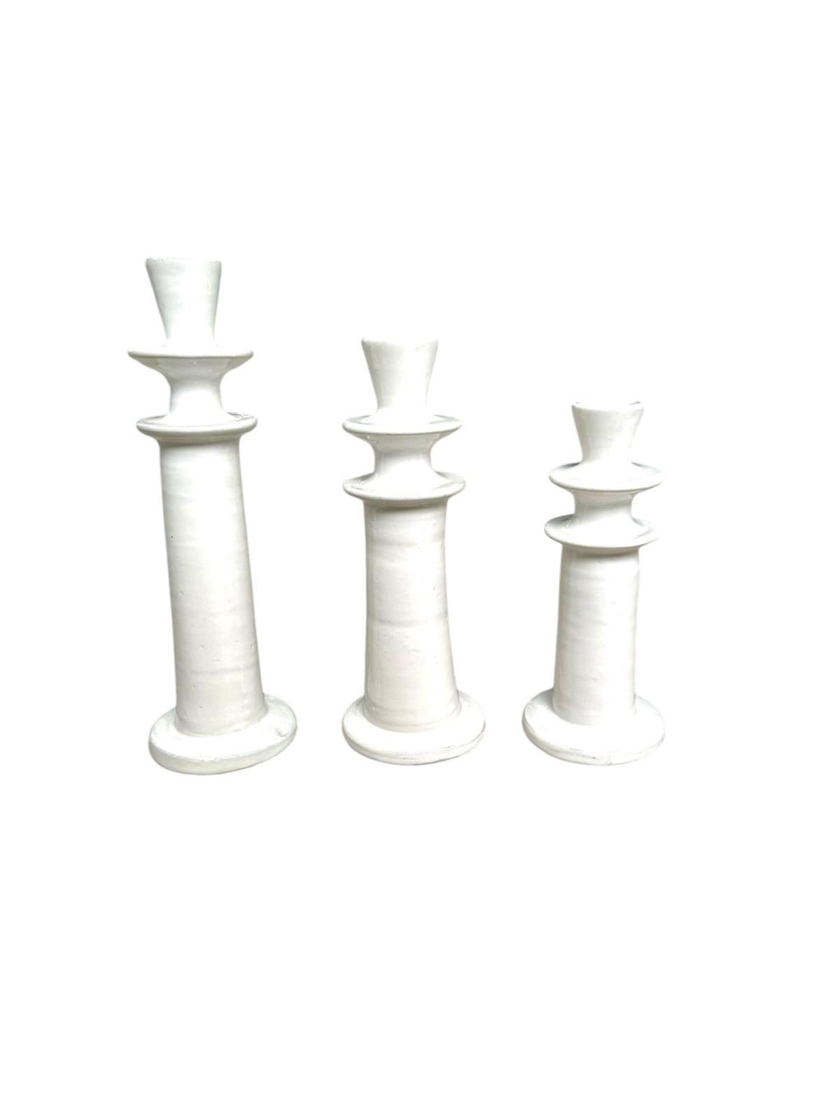 Bougeoir marocain blanc fait main (Lot de 3) – Image 2