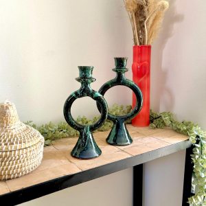 Chandelier bougeoir vert dégradé marocain fait main (Lot de 2)