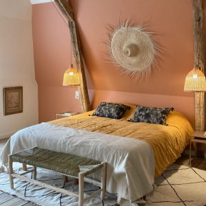 BANC TRESSÉ EN DOUM ET BOIS NATUREL TRESSAGE ZIGZAG 100CM MODÈLE AGADIR