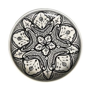 ASSIETTE MAROCAINE COUSCOUS - PLAT DE SERVICE À MOTIFS NOIR FAIT MAIN