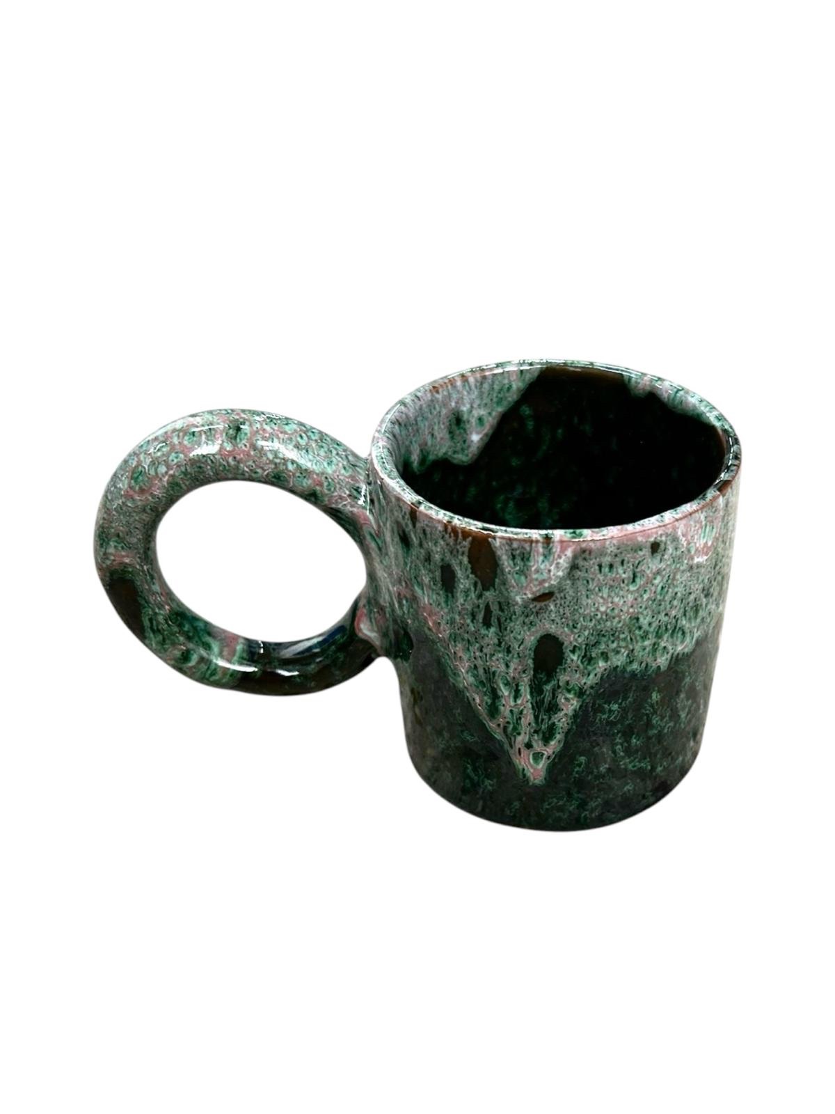 MUG TASSE VERT DÉGRADÉ ROSÉ H9 GRANDE ANSE FAIT MAIN – Image 2