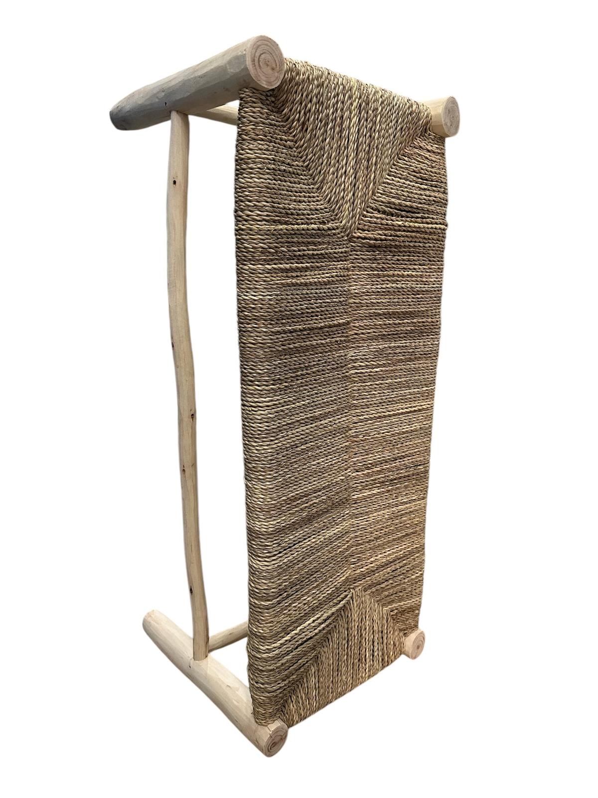 BANC TRESSÉ EN DOUM ET BOIS NATUREL TRESSAGE ZIGZAG 100CM MODÈLE AGADIR – Image 3