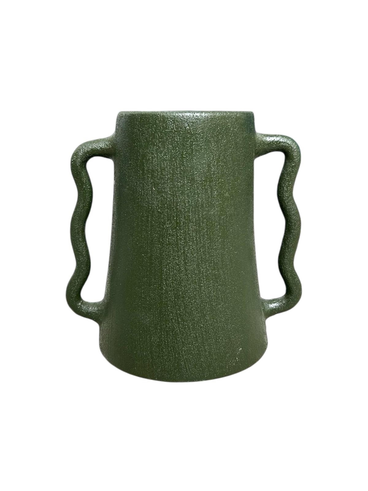 VASE ANSE ÉLÉPHANT KAKI VERT BOUTEILLE FAIT MAIN