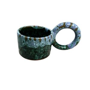 MUG TASSE VERT DÉGRADÉ BLEU H6 GRANDE ANSE FAIT MAIN