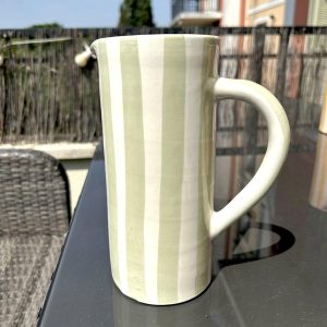 CRUCHE CARAFE PICHET BLANC RAYÉ VERT CLAIR MAROCAIN MODÈLE ZAGORA