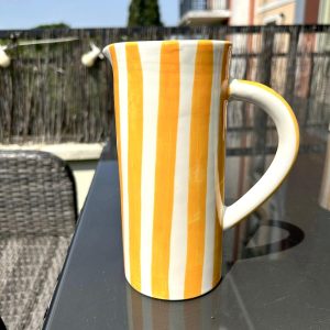 CRUCHE CARAFE PICHET BLANCHE RAYÉ JAUNE