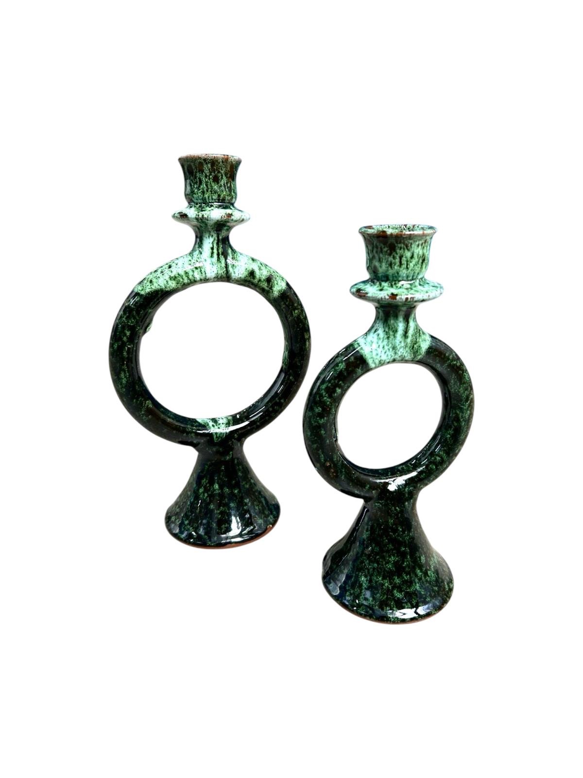 Chandelier bougeoir vert dégradé marocain fait main (Lot de 2) – Image 4