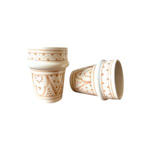 VERRE TASSE BLANC À MOTIFS BEIGE H9 FAIT MAIN MAROCAIN