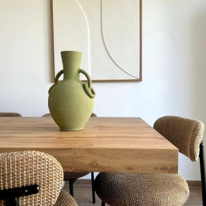 VASE À ANNEAUX VERT SAUGE KAKI FAIT MAIN