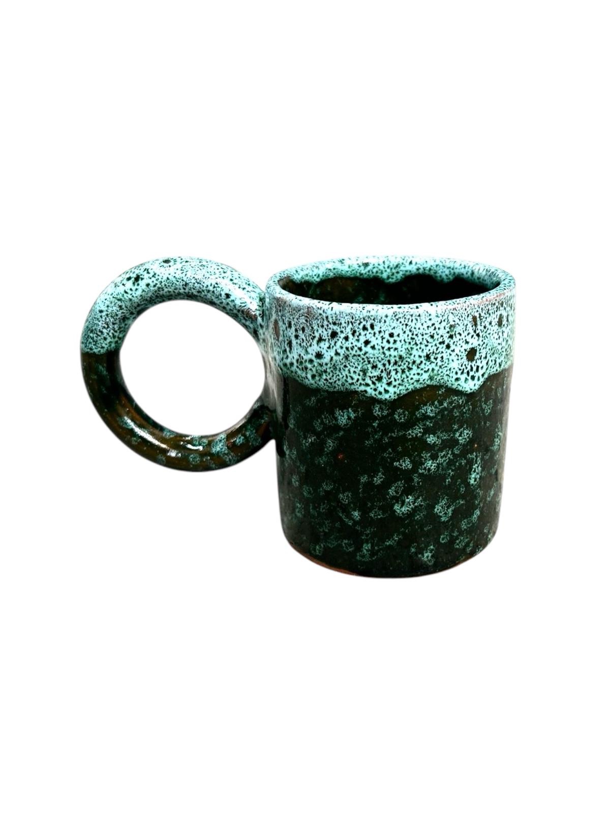 MUG TASSE VERT DÉGRADÉ BLEU CLAIR H9 GRANDE ANSE FAIT MAIN