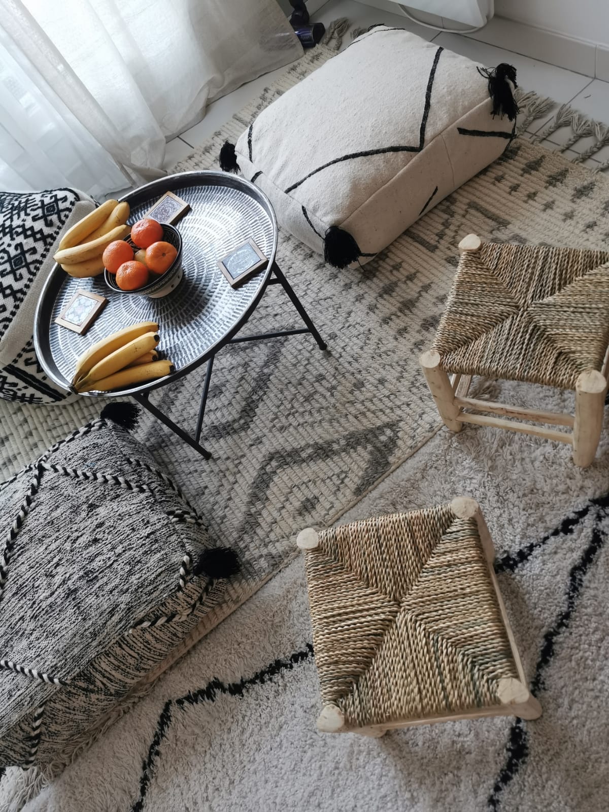 TABOURET EN DOUM ET BOIS NATUREL 30x30CM MODÈLE AGADIR – Image 3