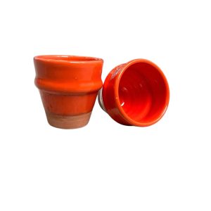 TASSE À CAFÉ BI MATIÈRE ORANGE H7 FAIT MAIN (LOT DE 2)