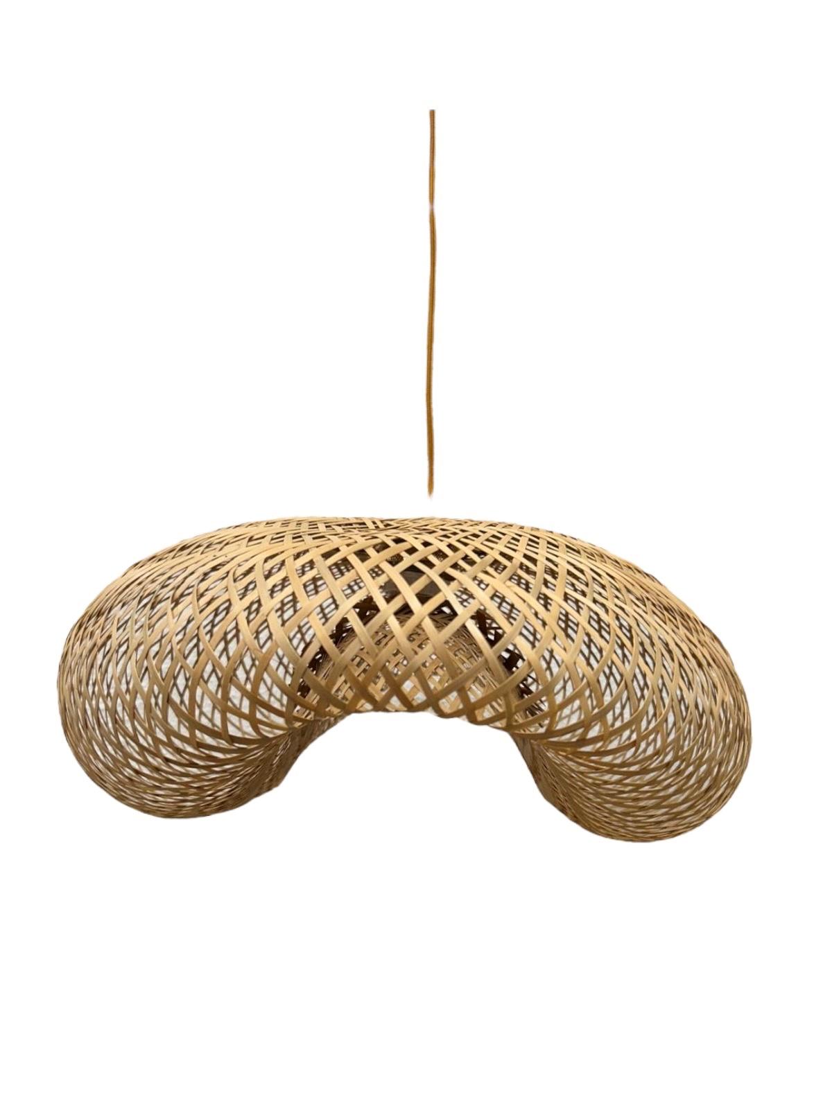 SUSPENSION TRESSÉE EN ROTIN FAIT MAIN SYSTÈME ÉLECTRIQUE FOURNI – Image 3