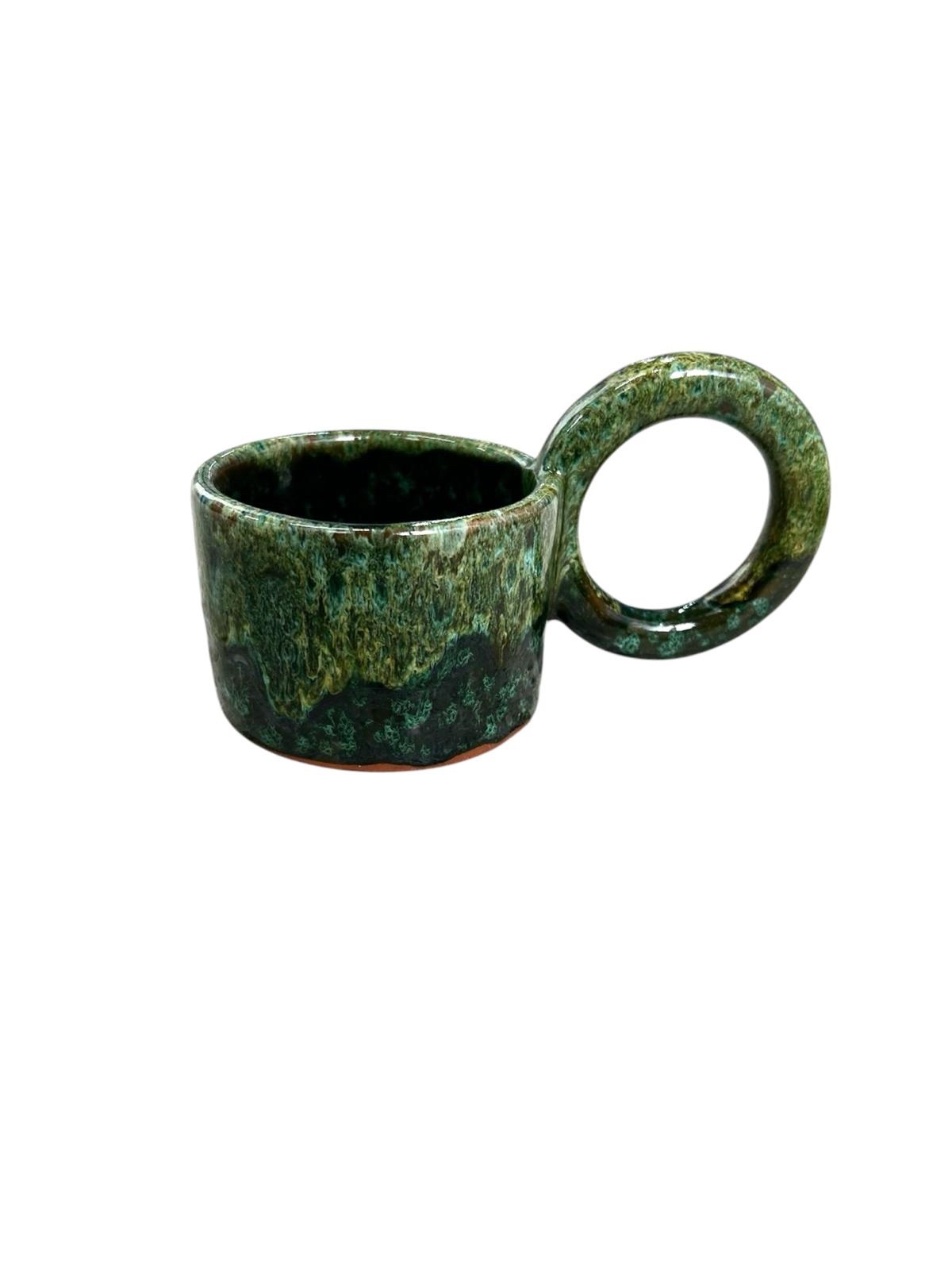 MUG TASSE DÉGRADÉ VERT H6 GRANDE ANSE FAIT MAIN