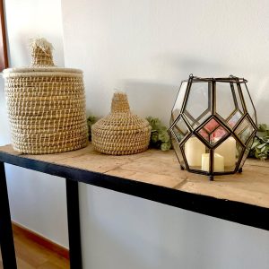 PHOTOPHORE BOUGIE EN FER FORGÉ DORÉ MODÈLE BERKANE