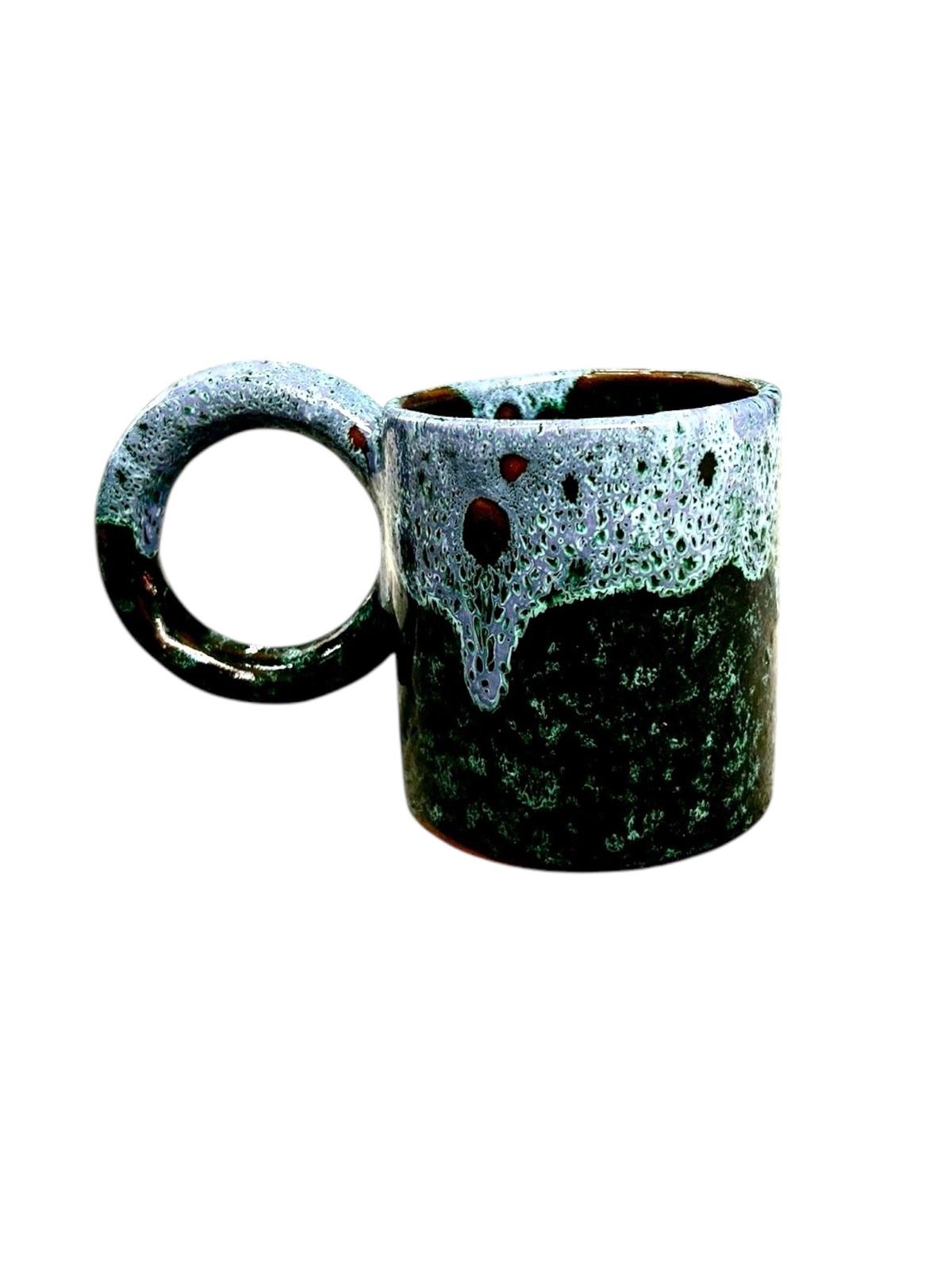 MUG TASSE VERT DÉGRADÉ BLEU H9 GRANDE ANSE FAIT MAIN