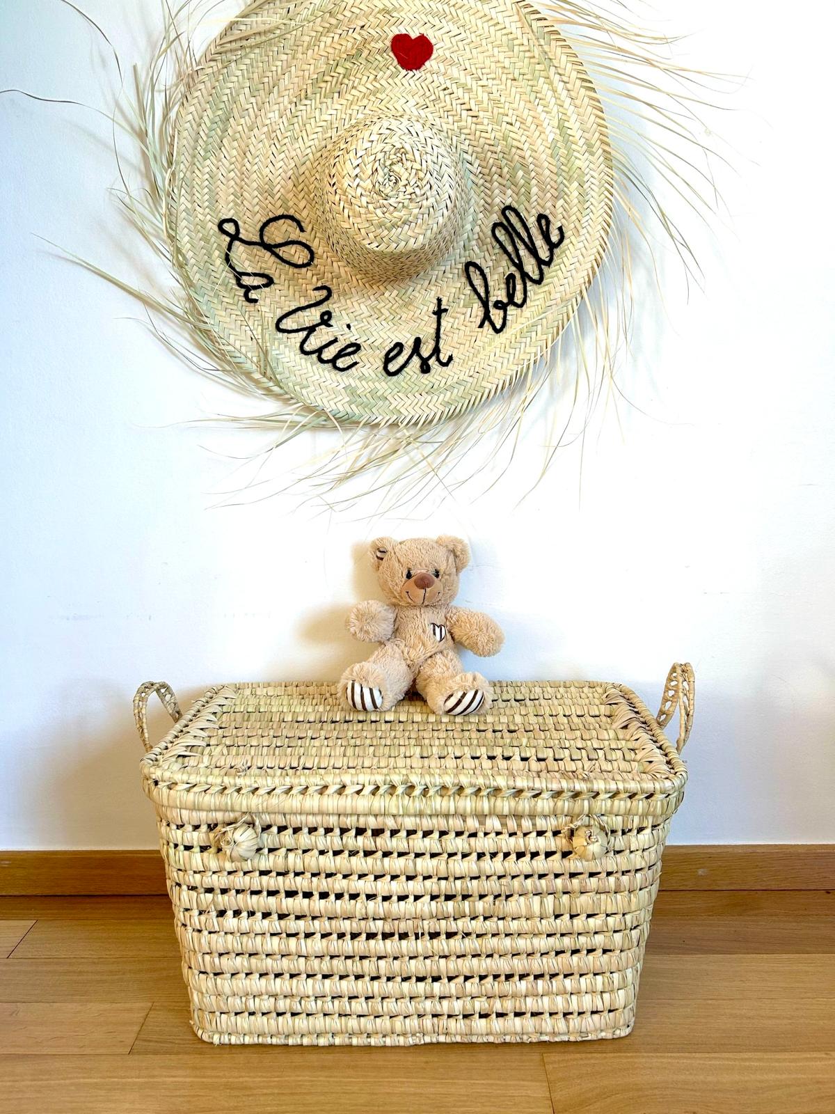 COFFRE MALLE DE RANGEMENT RECTANGULAIRE 60CM T3 EN DOUM MODÈLE ARGANA