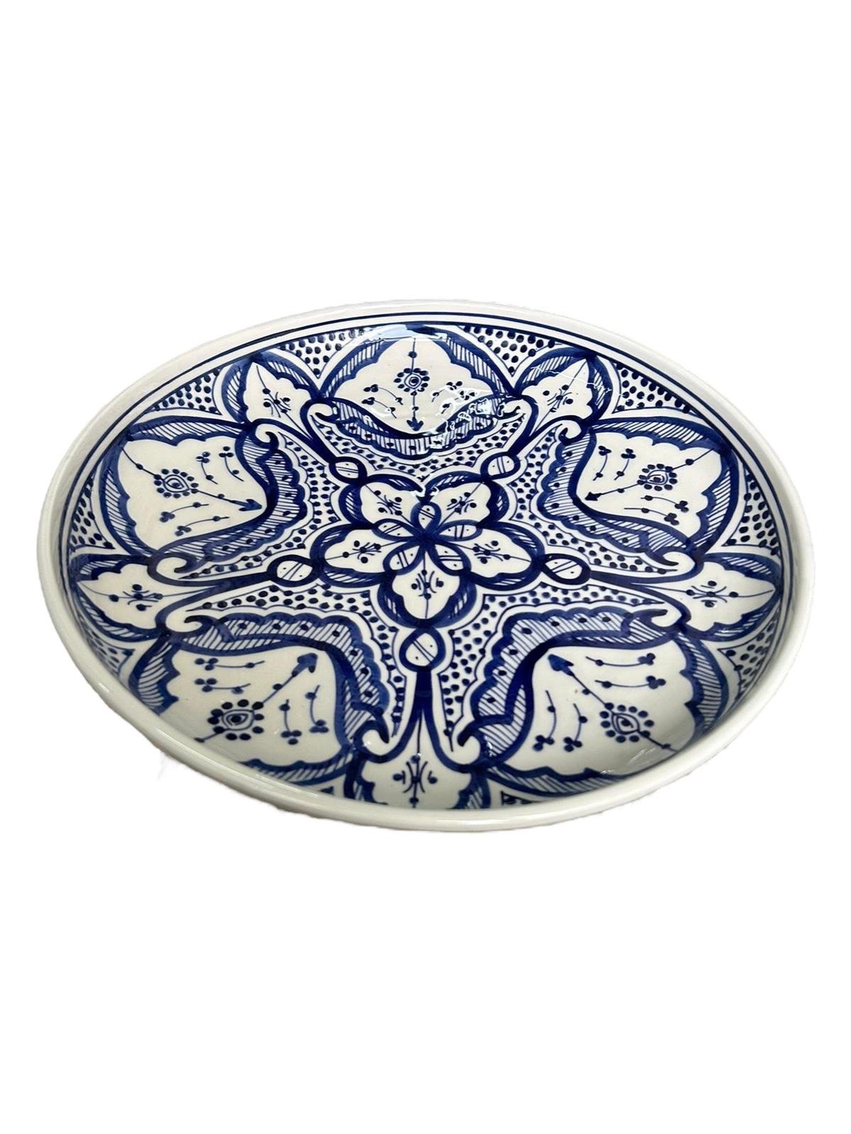 ASSIETTE MAROCAINE COUSCOUS - PLAT DE SERVICE À MOTIFS BLEU FAIT MAIN – Image 3