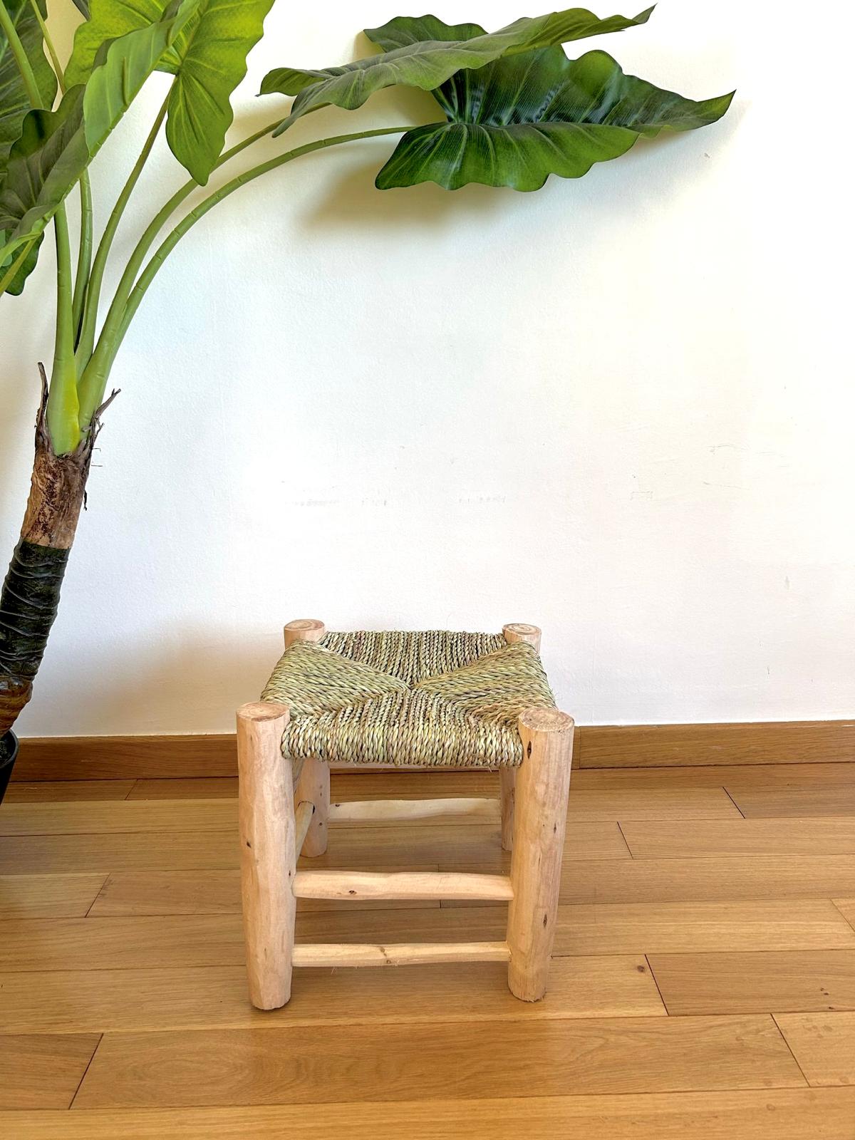 TABOURET EN DOUM ET BOIS NATUREL 30x30CM MODÈLE AGADIR – Image 2