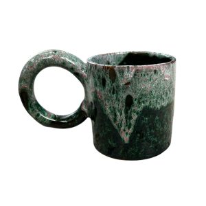 MUG TASSE VERT DÉGRADÉ ROSÉ H9 GRANDE ANSE FAIT MAIN