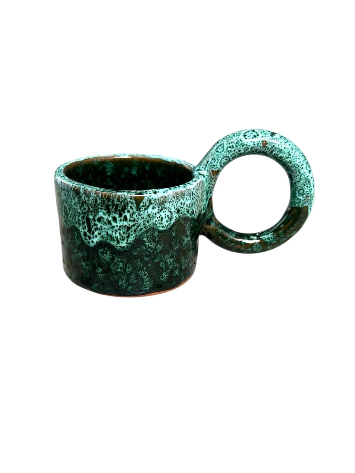 MUG TASSE VERT DÉGRADÉ BLEU CLAIR H6 GRANDE ANSE FAIT MAIN