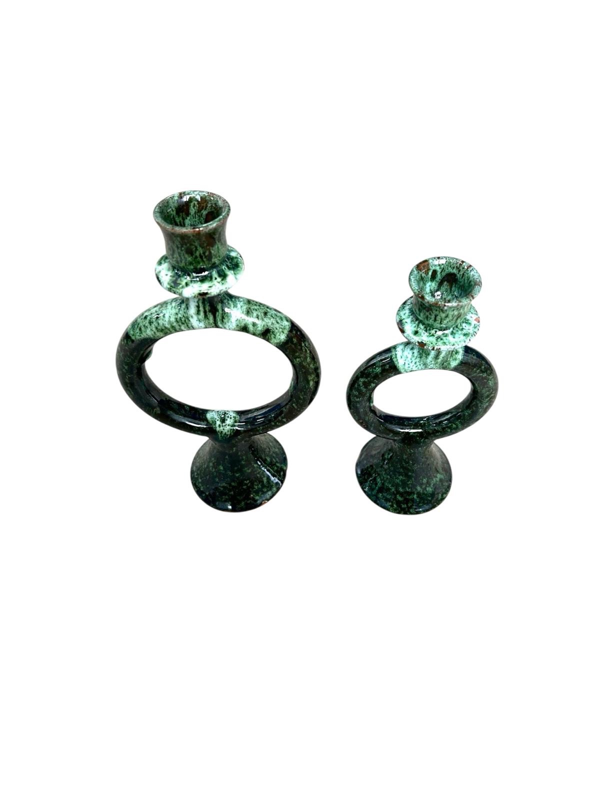 Chandelier bougeoir vert dégradé marocain fait main (Lot de 2) – Image 3