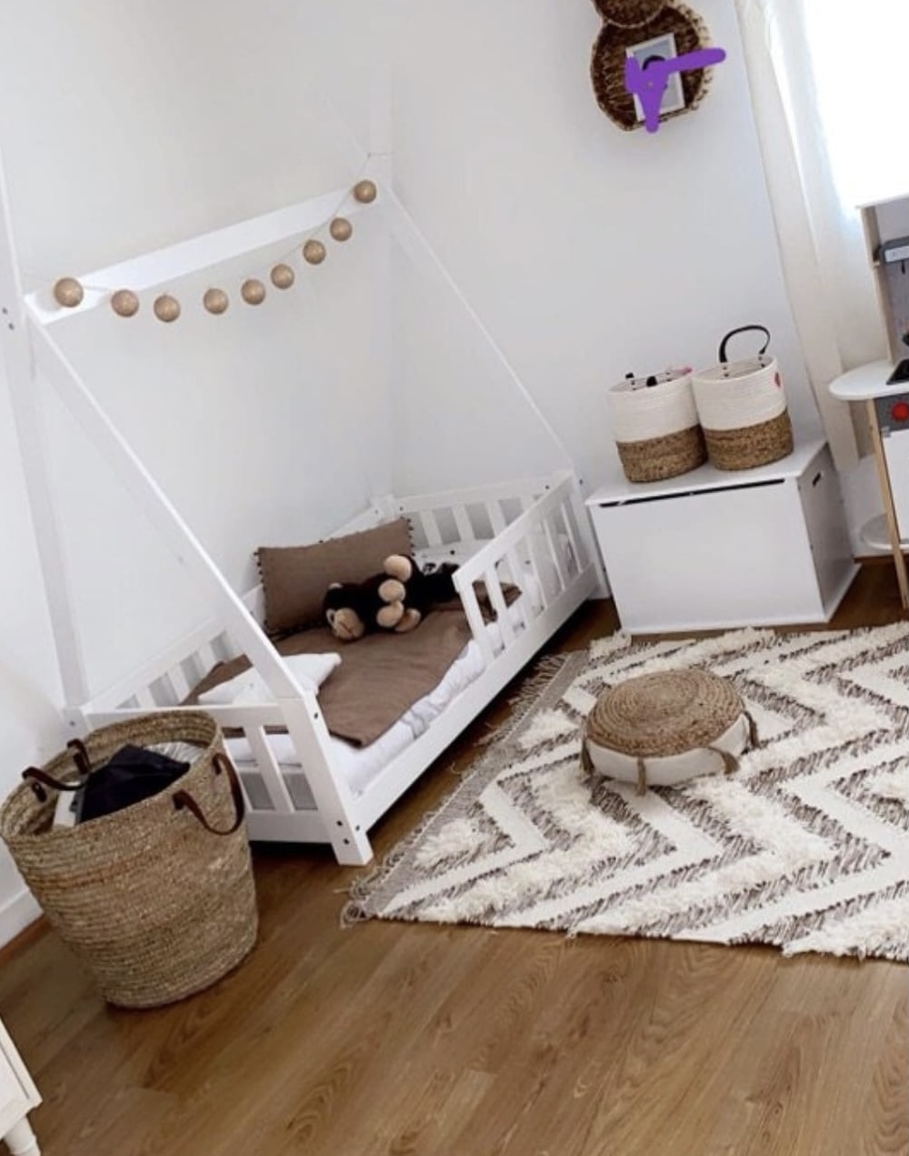 PANIER DE RANGEMENT MAROCAIN PAILLE ET ANSE EN CUIR 45CM – Image 4