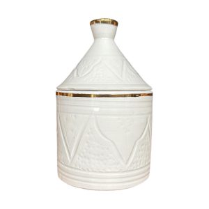 BOÎTE TAJINE À EMPREINTES BLANC ET DORÉ MAROCAIN FAIT MAIN