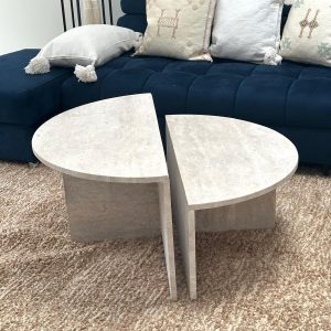 TABLE BASSE GIGOGNE EN TRAVERTIN MAROCAINE FAIT MAIN