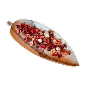 PLATEAU VIDE POCHE EN BOIS DE NOYER FORME FEUILLE FAIT MAIN