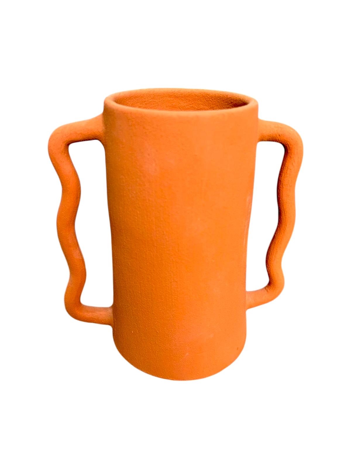 VASE ANSE ÉLÉPHANT ORANGE FAIT MAIN – Image 2