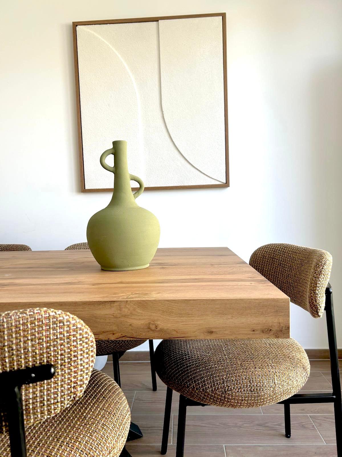 VASE BOUTEILLE 2 DOIGTS VERT SAUGE KAKI FAIT MAIN