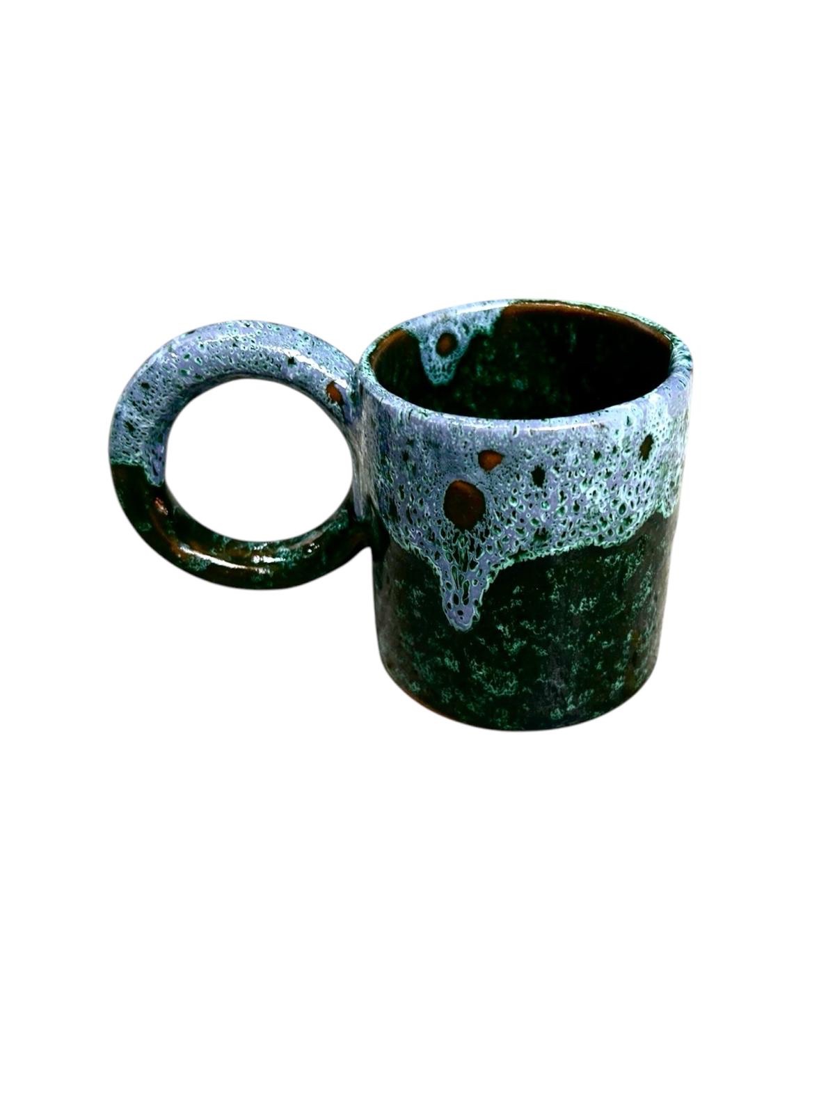 MUG TASSE VERT DÉGRADÉ BLEU H9 GRANDE ANSE FAIT MAIN – Image 2
