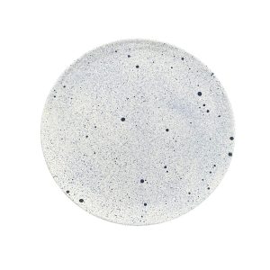 ASSIETTE BLANCHE MOUCHETÉ BLEU MAROCAINE 25CM FAIT MAIN