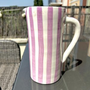 CRUCHE CARAFE PICHET BLANCHE RAYÉ VIOLET