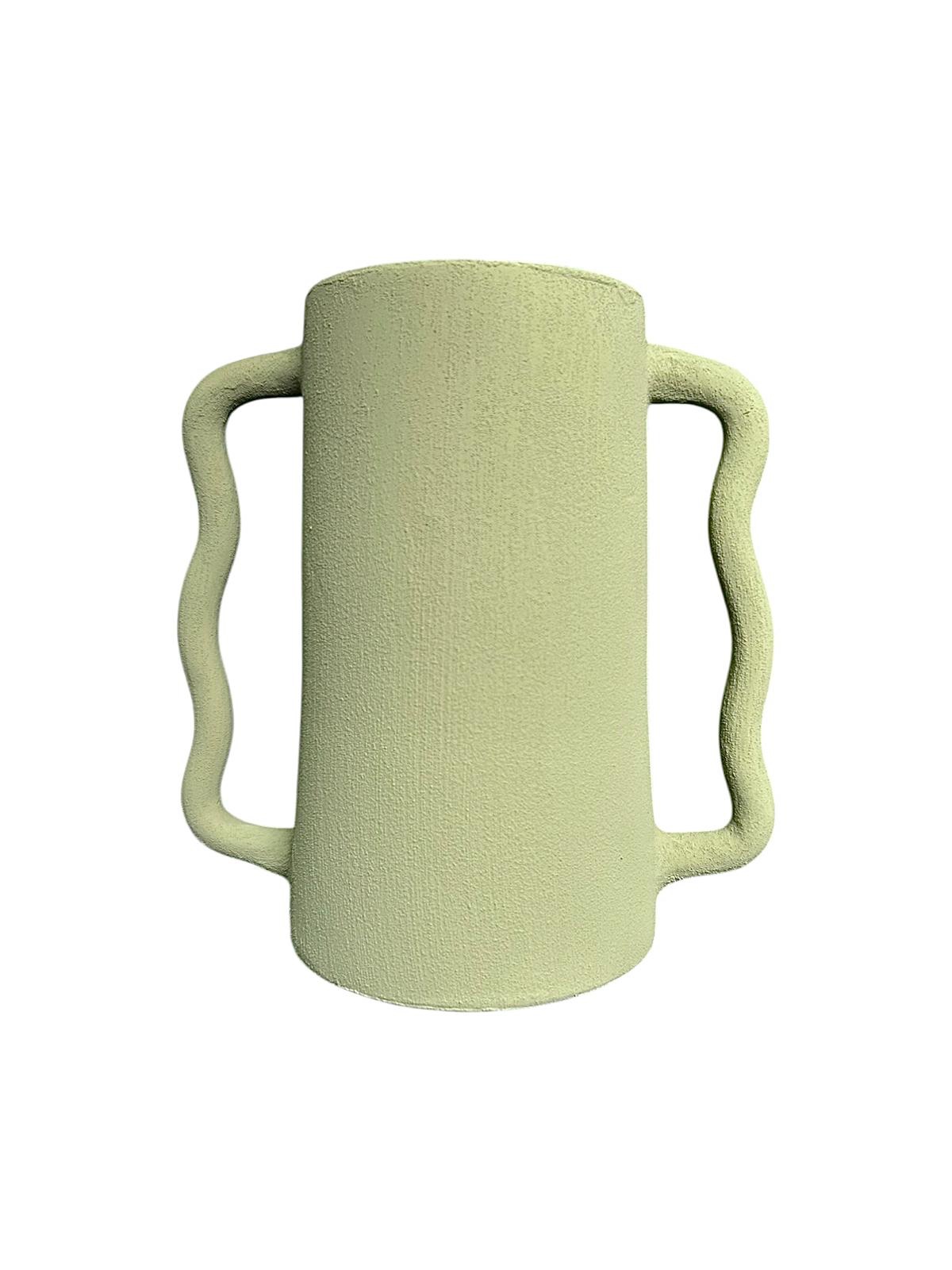 VASE ANSE ÉLÉPHANT KAKI VERT SAUGE FAIT MAIN