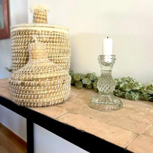 Chandelier Bougeoir en verre transparent vert clair décoration intérieure