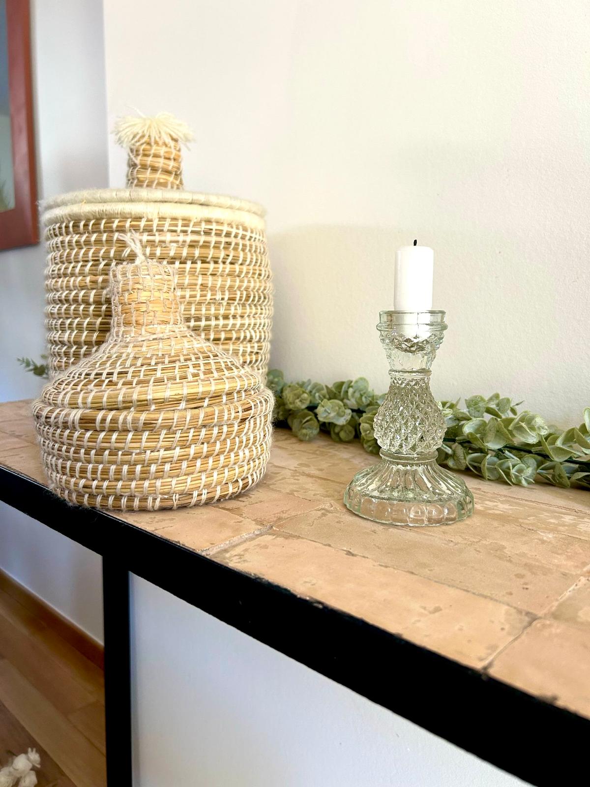 Chandelier Bougeoir en verre transparent vert clair décoration intérieure