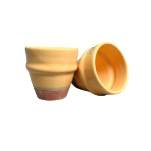 TASSE À CAFÉ BI MATIÈRE JAUNE H7 FAIT MAIN (LOT DE 2)