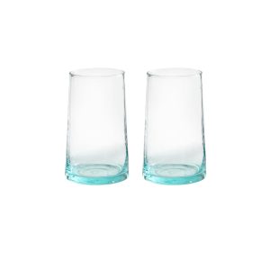 LOT DE 2 VERRES SOUFFLES TRANSPARENTS MAROCAINS BELDI H12 MODÈLE SAFI