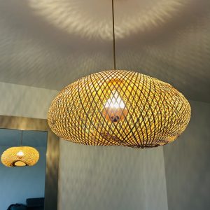 SUSPENSION TRESSÉE EN ROTIN FAIT MAIN SYSTÈME ÉLECTRIQUE FOURNI