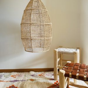 SUSPENSION MAROCAINE EN DENTELLE DE RAPHIA OVALE H60/⌀35