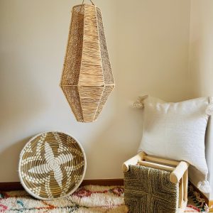 SUSPENSION MAROCAINE EN DENTELLE DE RAPHIA ET RAPHIA TUBE